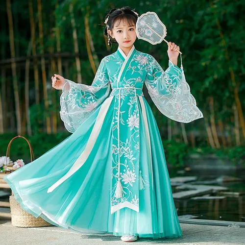 Vista 4 de Disfraz chino tradicional chino de Hanfu original para niña