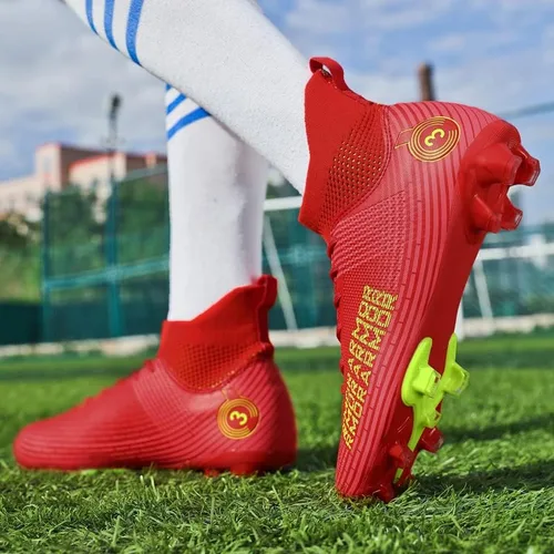 Vista 5 de Zapatos de fútbol unisex con tacos para niño grande, Fgag, zapatos de fútbol con picos altos, para entrenamiento profesional, para césped