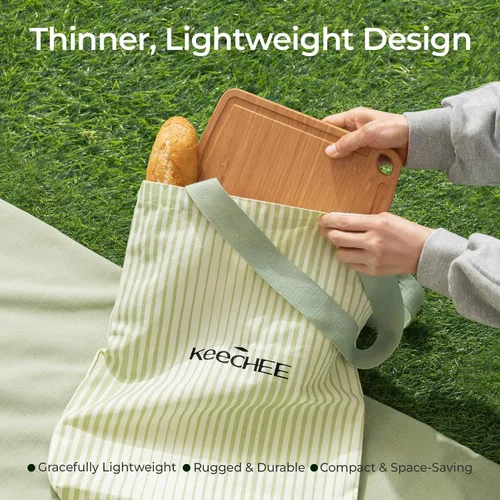 Vista 9 de Keechee Tablas de cortar de bambú aptas para lavavajillas, tabla de cortar de madera duradera y ligera para cocina ocupada, fácil almacenamiento