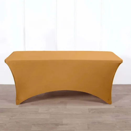 Vista 49 de Efavormart - Mantel rectangular de elastano elástico beige de 4 pies