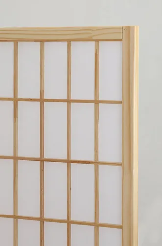 Vista 4 de Roundhill Furniture Oriental Shoji, divisor de habitación con pantalla de 4 paneles, natural