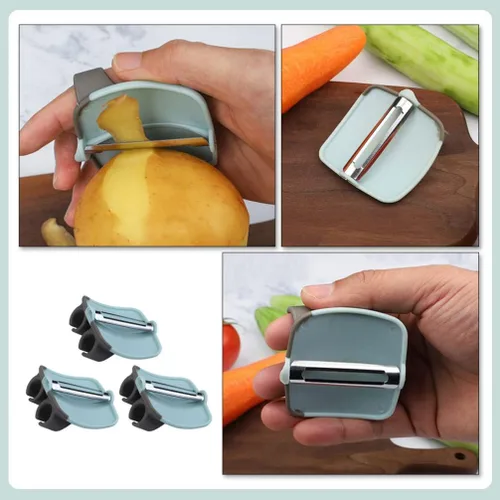 Vista 8 de HEMOTON 3 unids dedo melón rallador Veg Peeler Face Raspador Herramienta Pelador de patatas Dedo Pelador Naranja Patata Raspador Multifunción Palma