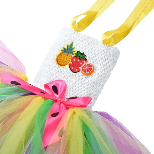 Vista 4 de Tutu Dreams - Disfraz de cono de helado para niñas de 1 a 12 años, tutú arco iris con diadema