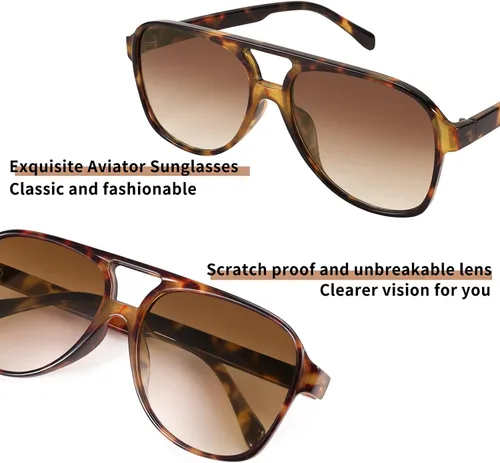 Vista 3 de FEISEDY Gafas de sol estilo aviador vintage retro de los años 70 para mujeres y hombres, marco cuadrado grande clásico B2751