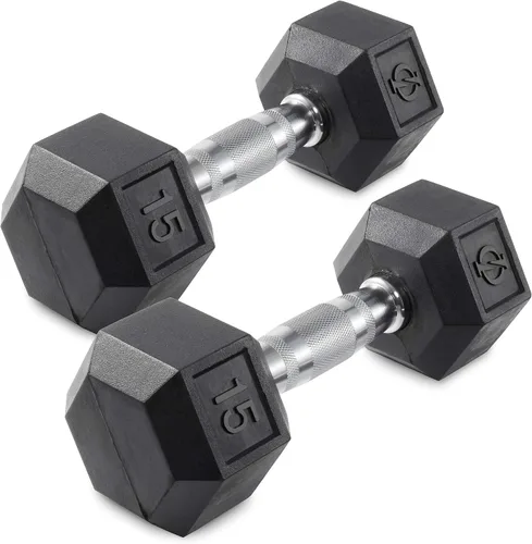 Vista 7 de Philosophy Gym Mancuernas hexagonales con revestimiento de goma, pares
