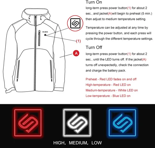 Vista 5 de IHAYNER Chaqueta térmica suave para hombre con batería, abrigo de invierno cálido con doble cremallera, múltiples bolsillos, impermeable
