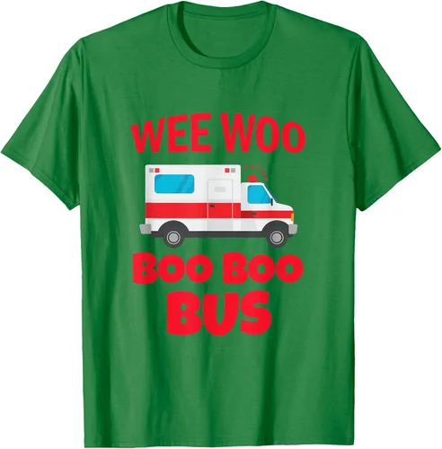 Vista 3 de Wee Woo Boo Boo Bus First Responder - Camiseta divertida de ambulancia, Negro, S
