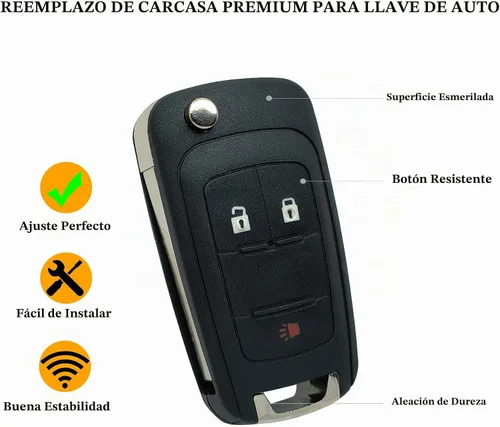 Vista 2 de Carcasa de repuesto para llavero compatible con Chevrolet Chevy Equinox Sonic GMC Terrain, control remoto de entrada sin llave para llave de coche