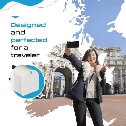 Vista 7 de Ceptics GP-SA-UK - Adaptador de enchufe con conexión a tierra de Sudáfrica a Reino Unido (250V - Max 13A), color blanco