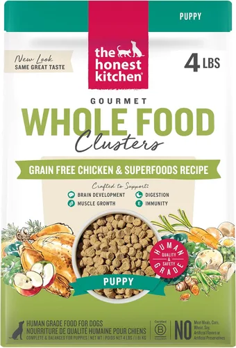 Vista 13 de The Honest Kitchen Clusters de comida para gatos de grado humano de comida entera sin granos de pollo seco, bolsa de prueba de 1 libra