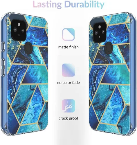 Vista 8 de Jeylly Funda para Google Pixel 5A (5G), diseño delgado de mármol, híbrido, absorción de impactos, TPU suave, policarbonato duro, con protector