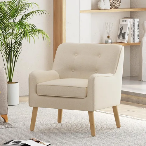 Vista 3 de Christopher Knight Home Felicity - Silla decorativa tapizada de tela moderna de mediados de siglo, silla de madera para sala de estar, silla