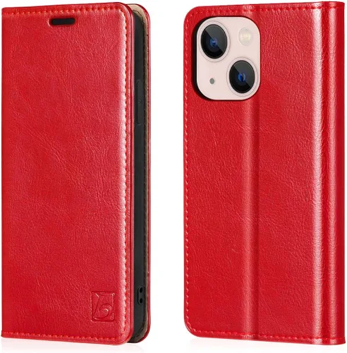 Vista 10 de Belemay Funda tipo cartera compatible con iPhone 8 Plus, de piel de vaca auténtica, funda tipo folio (funda interior de TPU suave), ranuras