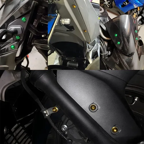 Vista 6 de Kit de pernos de carenado de motocicleta, 177 piezas M5 M6, tornillos para parabrisas de motocicleta, kit de cierres de pernos de carenado de Negro