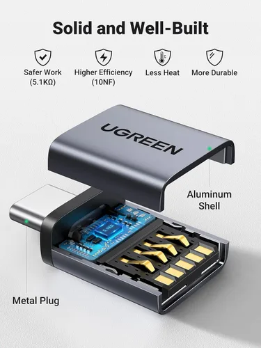 Vista 4 de UGREEN Adaptador USB C a USB A 3.2 OTG de 10 Gbps 2 unidades compatibles con iPhone 17 Pro Max Air 16 15 MacBook Air iMac iPad Galaxy Tab S9 S25