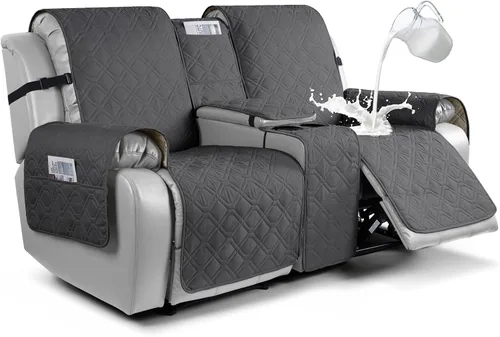 Vista 16 de VANSOFY Funda para Sofá de Dos Plazas Reclinable con Consola 100% Impermeable Fundas de Sofá Antideslizantes Funda de Sofá Reclinable Dividida Azuree