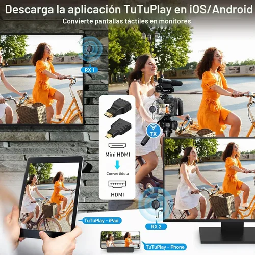 Vista 12 de HDMI inalámbrico PRO: un transmisor y tres receptores, kit de extensor de múltiples TV inalámbrica, control de calor, Plug and Play, 165 pies/164.0
