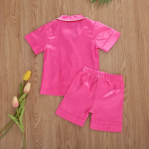 Vista 25 de Conjunto de pijama de manga larga con botones para niña pequeña, conjunto de ropa de dormir