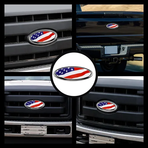 Vista 7 de Emblema para rejilla delantera y portón trasero del automóvil, emblema de superposición de bandera americana de 9 pulgadas, emblema de insignia