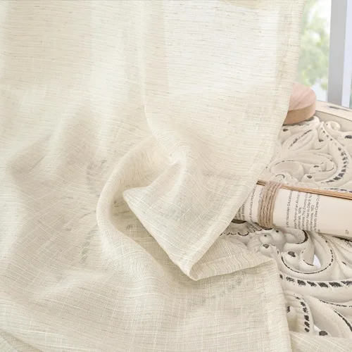 Vista 8 de BGment Cortinas de lino café de 30 pulgadas de largo para ventana pequeña, cortinas de media ventana beige semitransparentes ligeras con bolsillo