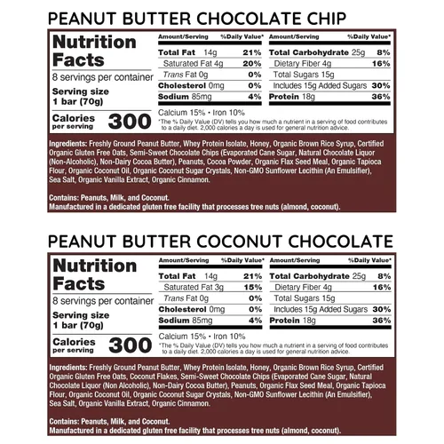 Vista 2 de G2G Barra de proteínas, para amantes de la mantequilla de maní, paquete de 3, 2 cajas de chispas de chocolate PB, 1 caja de coco PB, aperitivo