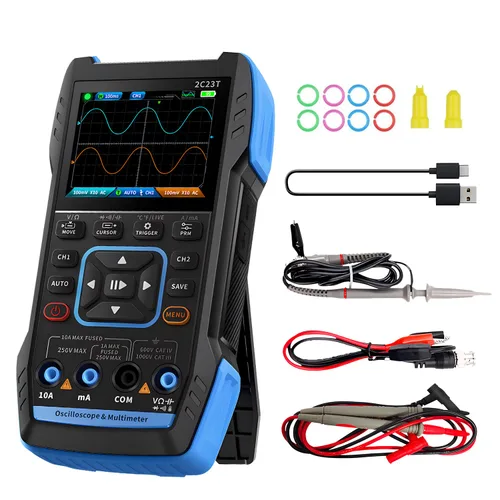 Vista 9 de BTMETER Mini osciloscopio digital de mano – Ancho de banda de 250 kHz, muestreo de 2.5 MSa/s, LCD de 2.8 pulgadas, disparador Naranja