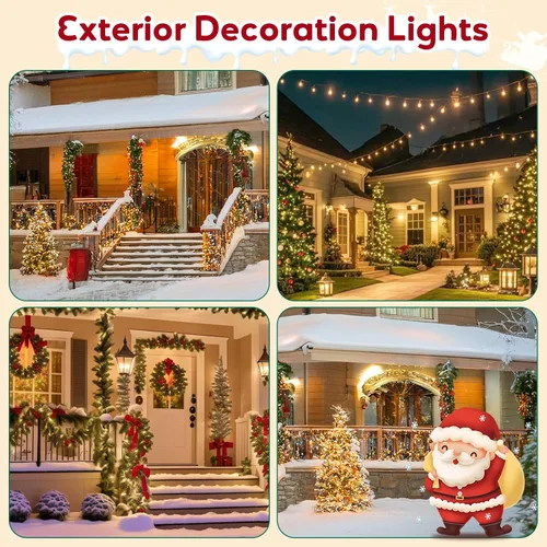 Vista 3 de Hishine Luces de Navidad de 49 pies, 1000 luces LED para exteriores, tira de luces para interiores, 8 modos, impermeable, enchufable, luz de árbol
