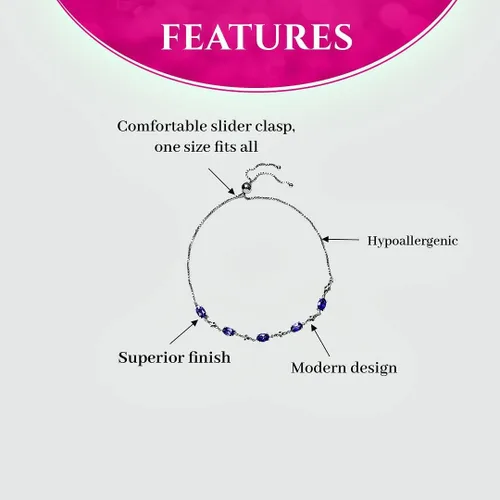 Vista 5 de Compra pulsera bolo de piedra natal LC para mujer con cadena deslizante ajustable Metal