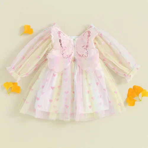 Vista 2 de Disfraz de hada para bebé, niña, alas de mariposa, manga de mosca, tutú de tul, ropa de verano infantil