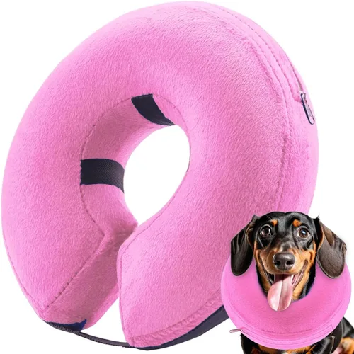 Vista 7 de Collar inflable de cono para perro, collar de recuperación de protección contra explosiones de cono de perro, azul (tamaño L)