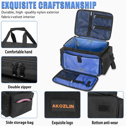 Vista 3 de AKOZLIN Bolsa Organizadora de Archivos de Cable con Divisores Desmontables para Equipo de DJ, Accesorios de Instrumentos de Sonido