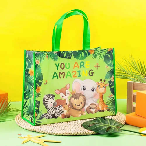 Vista 3 de Loveinside Bolsas grandes de regalo recicladas con asas, bolsa de regalo reutilizable para fiestas de cumpleaños para niños, bolsa de compras – 16 x