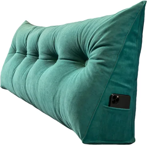 Vista 5 de Almohada de cuña para cama tamaño Queen y tamaño King, cabecera de cama triangular para lectura, almohada de respaldo grande con funda de almohada
