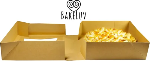 Vista 5 de BAKELUV Paquete de 100 cajas de panadería marrones de 8 x 8 x 2.5 pulgadas con ventana, cajas de galletas, pasteles, postres, golosinas, alimentos