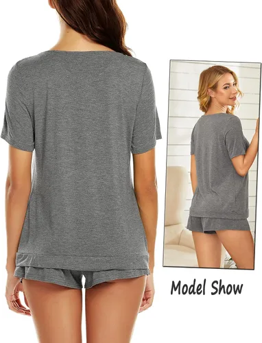 Vista 4 de Avidlove - Conjunto de pijama para mujer, camiseta de manga corta y pantalones cortos, ropa para dormir disponible en tallas S-XXL.
