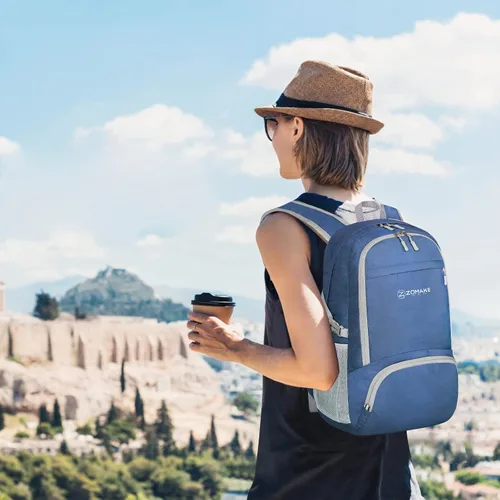 Vista 6 de Zomake - Mochila ligera de 30 l, resistente al agua, para senderismo, viajes, plegable, para camping y al aire libre