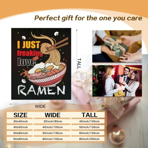 Vista 5 de Shoggoth Manta de ramen I Just Freaking Love Ramen, regalos de ramen para niñas, niños y mujeres, manta ligera de franela de animales de dibujos