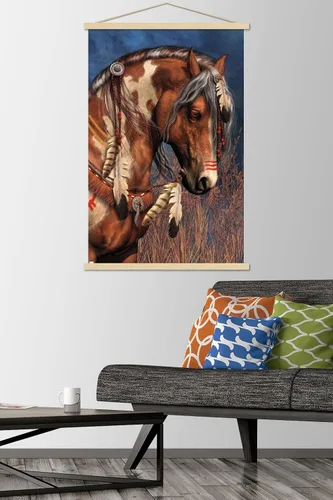 Vista 2 de Trends International Laurie Prindle - Póster de pared de poni de guerra, 22.37 x 34.00 pulgadas, paquete de impresión premium y colgador de madera