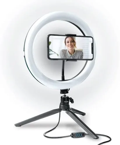 Vista 6 de Bower Anillo de luz LED de mesa de 10 pulgadas, regulable, modo de 3 colores, brillo de 10 niveles, perfecto para vlogging, transmisión, redes