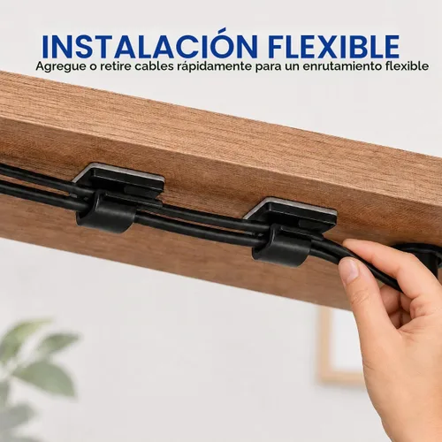 Vista 7 de Abnii 100 clips adhesivos para cables, organizador de cables de cable, negro, pequeño