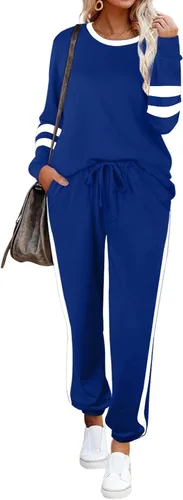 Vista 129 de Aloodor conjunto deportivo de 2 piezas para mujer, con sudadera con cuello redondo, sin botones