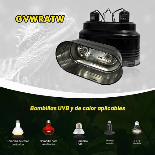 Vista 9 de Lámpara de reptil, máximo 160 W. Cada lámpara caliente de reptil viene con un interruptor separado, adecuada para lagartos, tortugas, serpientes