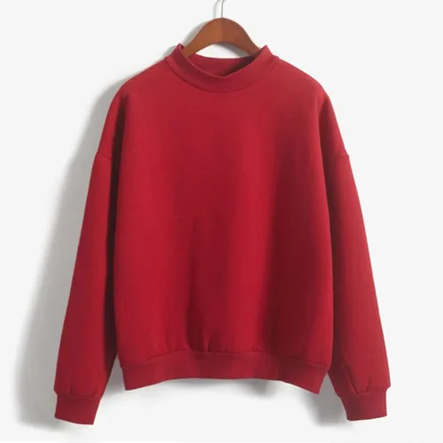 Vista 5 de Sudadera de cuello alto falso para mujer, cuello redondo, cómoda, color liso, suéter casual de manga larga, suéter de otoño