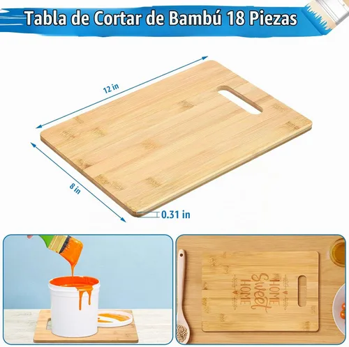 Vista 2 de Vesici Paquete de 18 tablas de cortar de bambú de 12 x 8 pulgadas