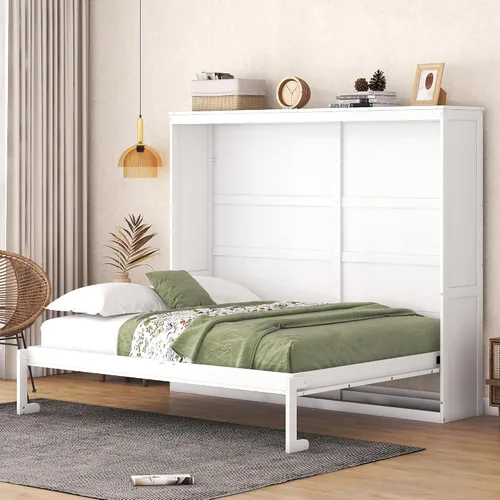 Vista 31 de Baúl móvil Murphy de tamaño Queen con módulo USB integrado de doble alimentación/USB, armario moderno y tradicional de madera maciza con cajón Gris-A