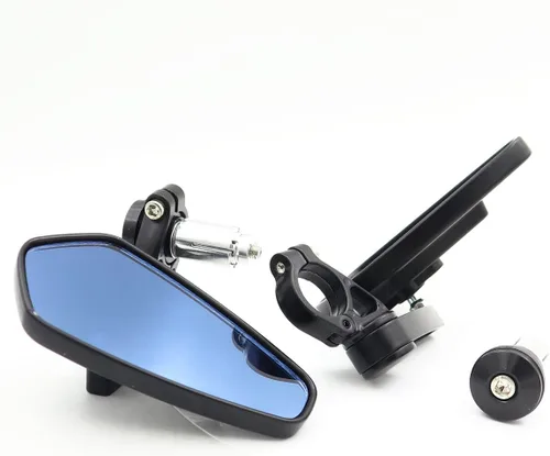 Vista 4 de Espejos retrovisores (derecho e izquierdo) LeaningTech con marco de aluminio negro para motocicletas, para instalación universal en extremos
