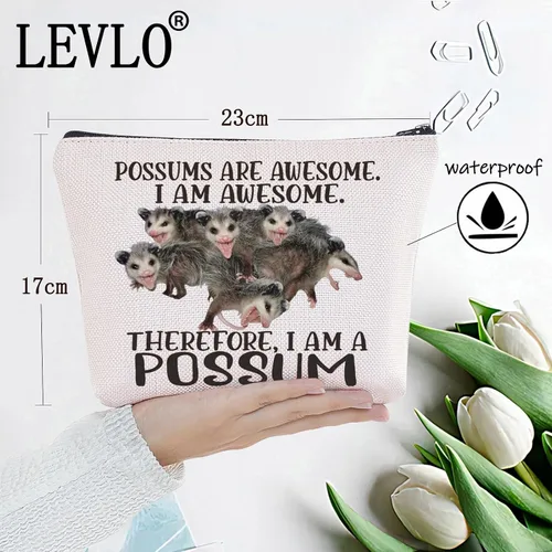 Vista 2 de LEVLO Zarigüeya Cosmética Bolsa de Maquillaje Zarigüeya Amante Regalo Zarigüeyas Son Impresionantes Bolsa De Bolsa De Cremallera De Maquill