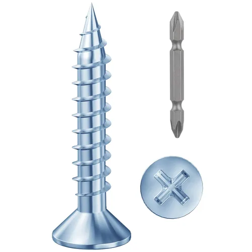 Vista 32 de Wensilon # 4X1 (460PCS) Tornillo de madera negro de cabeza plana 3X25, cabeza plana autorroscante de metal rápido