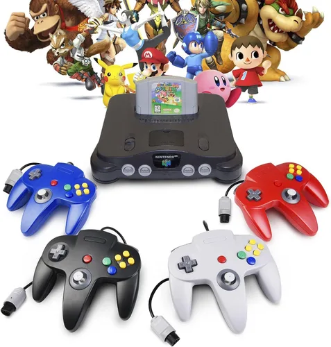 Vista 6 de miadore 4 Pack Classic N64 Controller, Wired Classic N64 Gamepad with Upgraded Joystick(Non PC USB Version) (BlackGrayRedBlue)