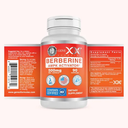 Vista 7 de Genex Formulas Berberina HCl 500 mg (90 cápsulas) – Certificado NSF para seguridad, calidad y precisión de etiquetado – Apoya la salud inmunológica